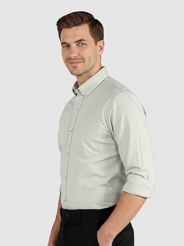 Image of Beyoung Oxford Cotton Shirt for Men | Premium Oxford Fabric | Regular Fit | Button-Down Collar