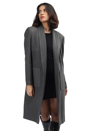 Image of CHKOKKO Women Elegant Winter Wear Warm Coat Classic Knee Length | Solid Color Design with Convenient Front Pockets | Ideal for Formal and Semi-Formal Occasions