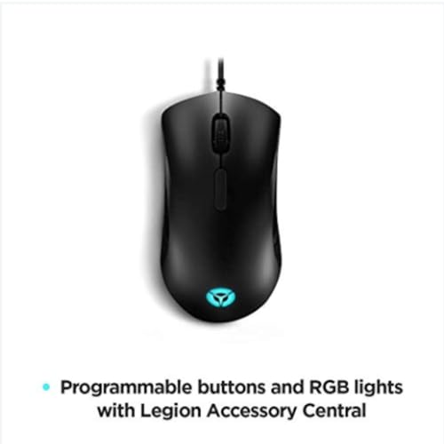 Image of Lenovo Legion M300 RGB Wired Gaming Mouse - 8,000 DPI Adjustable Sensor, 8 Programmable Buttons & 10-Million Clicks Durability for High Performance Gamers (Pack of 2)