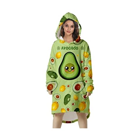 Geduazga Avocado-Decke, Hoodie für Damen und Herren, Übergröße, warm, weich, tragbare Decke Cover