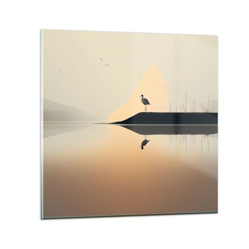 Vidrios decorativos 70x70cm Cuadro Sobre Vidrio Moderno Pájaro Paisaje Minimalismo Grande Cocina Cuadros Pared Impresiones Decoracion Salon Impresión en Cristal Wall Art Prints GAC70x70-6010