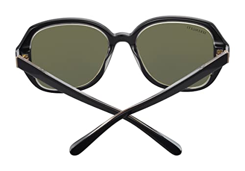 Serengetti Rectangular Hayworth Shiny Black Transparent Layer-Mineral Polar 555nm, Multi, One Size3