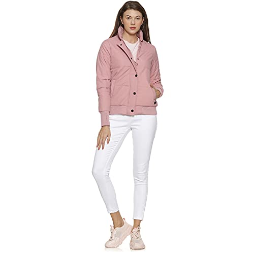 Image of PINACOLADA Women's Puffer Jacket With Angled Open Pockets For Casual Wear | High Neck | Long Sleeve | Button Closure | Polyester Jacket Crafted With Comfort Fit For Everyday Wear