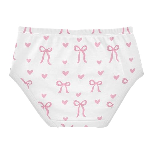 Wusikd Pink Ribbon Bow Heart (2) Girls' Underwear Cotton Girls Briefs Soft Toddler Underwear 2T2