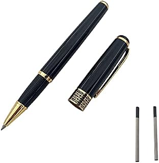 MCKhome Black Ink Non-slip Grip Metal Signature Pen Office Business Gift Pen Rollerball Pen & Ballpoint Pen Ideal choice for Colleague Friend and Relative - Gift Boxed (Black), 138MM