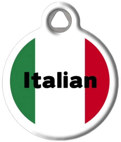 Dog Tag Art Italian Personalized Pet ID Tag for Dogs and Cats, Silent Polymer Coated Stainless Steel Nametag with Customized Idenification Information
