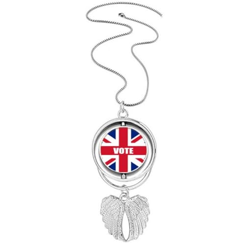 Collier drapeau britannique ailes d'ange anti-ternissement pour peau sensible