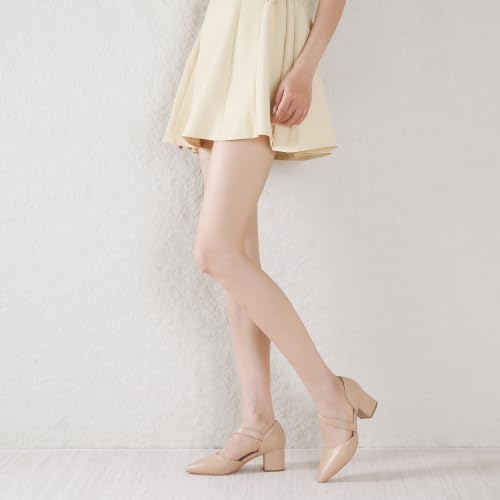 Image of RIBONGZ Kitten Heels for Women Closed Toe Comfortable Low Heels Pointed Toe Sexy Slip on Pumps Bridal Party Dressy Shoes