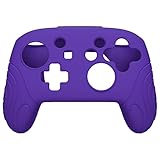 PlayVital Switch Proコントローラーに対応用人間工学に基づいた滑り止めシリコンカバーケース、スイッチプロコン用ソフトラバープロテクタースキン、サムグリップキャップ付き【サムライエディション-パープル】