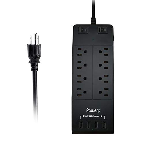 Surge Protector Power Strip Socket 8 Outlets With 4 Usb Smart Charging Port And 7.1-Foot Long Power Cord -Powerjc #TOP4