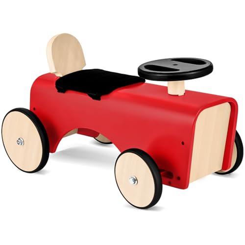 UDEAS Kids Ride On Toy Wooden, Retro Tractor, Baby Learning Balance Toy, Toddler Push Car with Steering Wheel for Boys and Girls, Children Ages 18M +