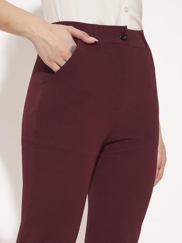 Image of Vogaan Women High Rise High Waist Trousers Flared Korean Style Formal Pants| Elegant Workwear for Office, College & Events