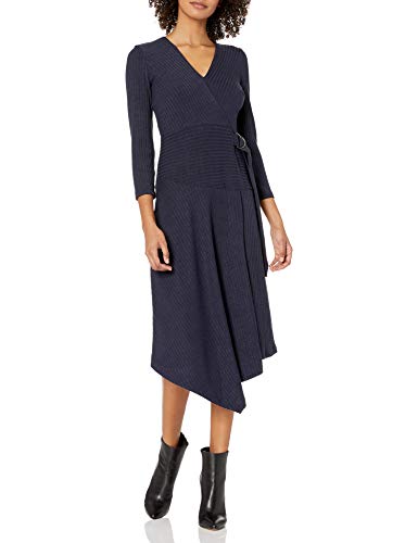 Sam Edelman Women's Belted Asymmetrical Faux Wrap Dress, Navy, 12 #TOP3