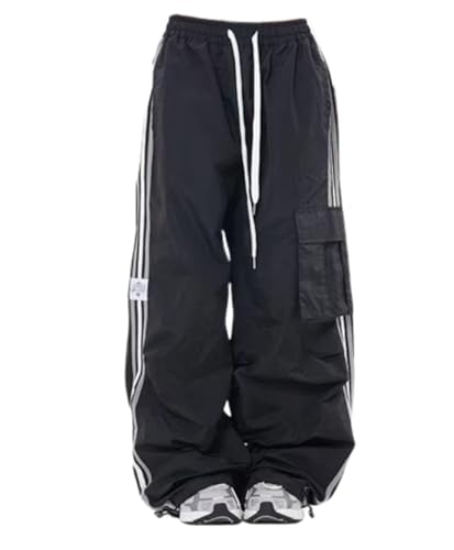 Cargo Parachute Pants Baggy Sweatpants for Women Drawstring Hip Hop Wide Leg Trousers Casual Joggers Y2k Streetwear