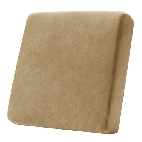 SUBRTEX Sofa Cushion Covers Velvet Couch Cushion Covers Furniture Protector Soft Stretch Sofa Seat Covers Cushion Slipcovers for Pets (Small, Sand)