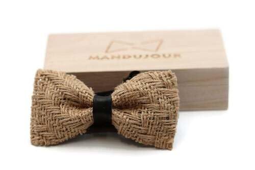 Natural Woven Jute Bow Tie - Rustic Elegance