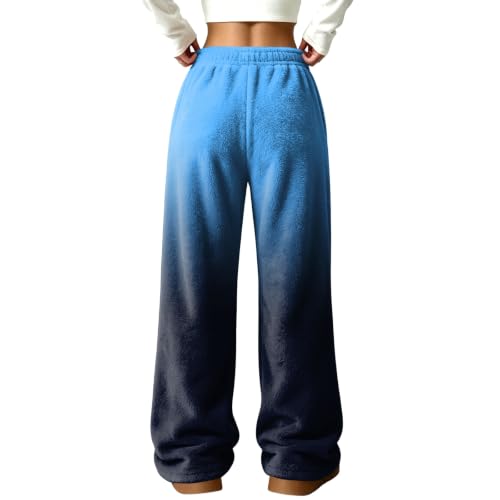 Women's Wide Leg Pants Baggy Plush Ombre Flannel Relaxed Casual Pant - image 7