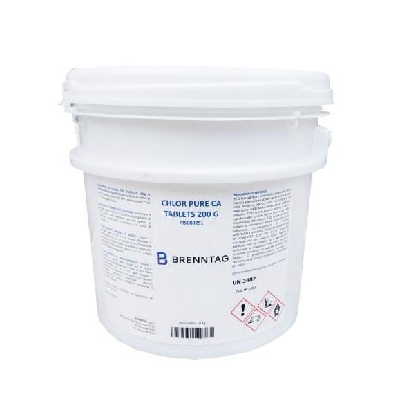 Chlore Pure CA Tablets 10 kg Ipoclorito di calcio 70% in Pastiglie 200 Gr. Concentrato Disinfezione Acque Piscina