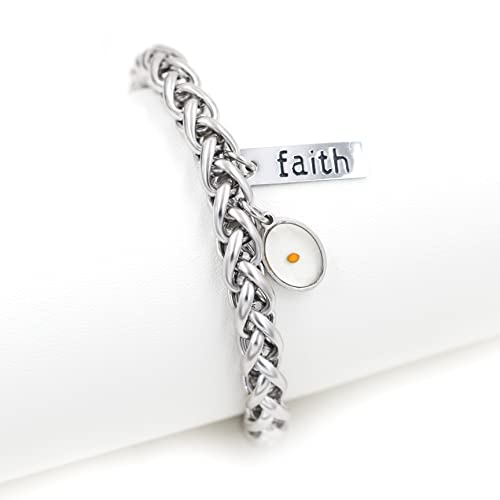 Fashion Stainless Steel Link Chain Wrist Cuff Chunky Bracelet With Faith Mustard Seed Charms For Men Women 7.9" (8Mm-Oval) #TOP1