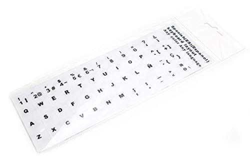 E-NUC Adhesivo Teclado Español (Letras de Botón, Impermeable, Resistente, para Portátiles, Ordenadores de Mesa, Fácil de Despegar y Pegar) - Blanco