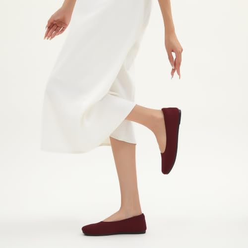Women's Square Toe Ballet Flats Shoes Dress Slip on Shoes Burgundy US6 by Iarus - Used condition - Image 9