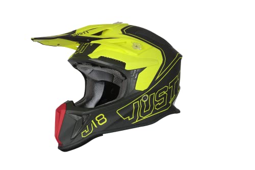 JUST 1 J18 Vertigo Fiberglass Shell MX Off-Road Motocross Motorcycle Helmet (Matte Black Red Grey Yellow, XX-Large)