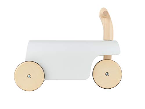 Bieco Rutschauto Holz | weiß | Modernes Holz Rutschfahrzeug ab 1 Jahr | Holz Rutscher mit Gummibereifung | Vierrad… – Bild 3