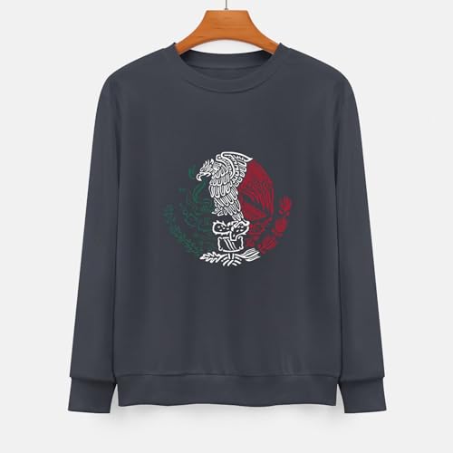 Mexican Eagle Mexico Flag Sweater Casual Cotton Crewneck Long Sweater3
