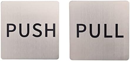 SUQ I OME 3.5'' x 3.5'' Brushed Stainless Pulls Premium Push Pull Door Sign Pull & Push Door Stickers Safety Sign Decals Shop Window Salon Bar Cafe Restaurant Office Square image 4
