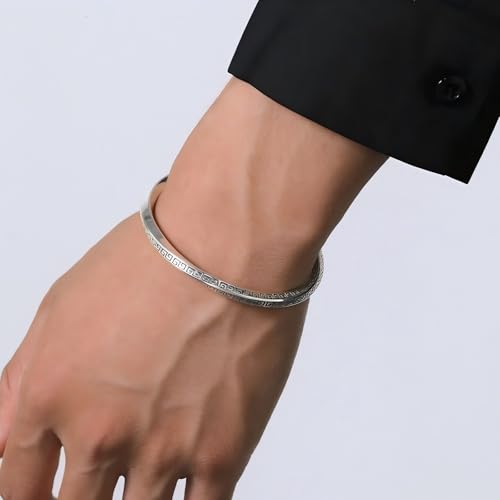 Pulsera rígida abierta de plata S925 para hombre miniatura 6