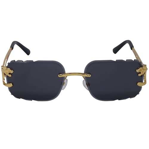 Image of Rimless Diamond Cut Trendy Retro Hip Hop Tint Lens Sun Glasses Frameless Rectangle Sunglasses For Men and Women