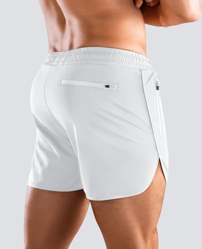 Niksa Shorts de corrida masculinos de 7,6 cm para treino atlético com bolsos com zíper, leve, secage