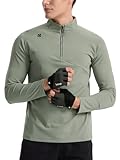 SENBWL Mens Quarter Zip Pullover Lightweight Quick Dry Fit Moisture Wicking Long Sleeve Soft Outdoor Sports Sweatshirt Hiking Running Gym Athletic Mock Neck Workout Shirts for Men 88110 Green XL