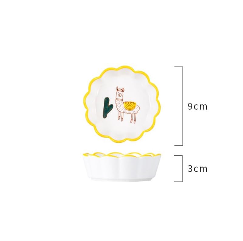 Image of YELONA 100ml Ceramic Sauce, Seasoning, Chutney, Sushi, Soy Dipping Bowl, Appetizer Plates, Mini Side Serving Dish for Home, Kitchen- Set of 6|Yellow|Giraffe