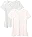 amazon-essentials-camiseta-de-manga-corta-clasico-con-cuello-en-v-mujer-rosa-rosa-claro-gris-claro-jaspeado-l-pack-de-2