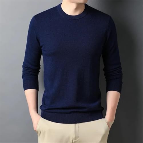 Men's Fashion Solid Color Sweater Long Sleeve Thin Round Neck Woolen Sweater2