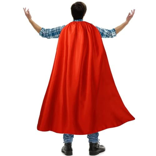 VAAT Erwachsener Superhelden Umhang und Maske - Halloween Vampir Umhang Party Kleid Superhelden Kostüm Geburtstagsparty Karneval Umhang Kostüm (rot-120 cm)