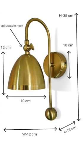 Image of Antique Gold Adjustable Wall Lamp | E27 Holder with Free LED Filament Bulb | Premium Metal Wall Lamp for Living Room, Bedroom & Study