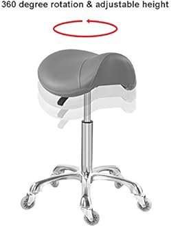 Antlu Saddle Stool for Massage Clinic, Spa, Cutting Salon, Wheeled Stool with Adjustable Height (Grey)