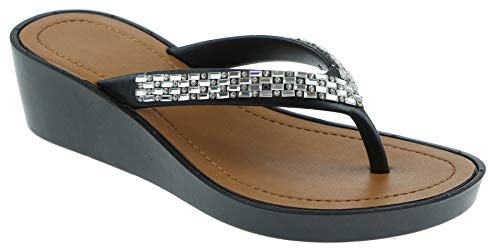 Capelli New York Girls Rhinestone and Gem Trim Jelly Wedge Flip Flops2