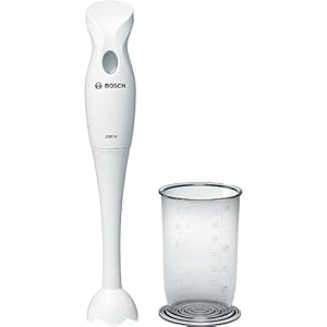 Bosch Stabmixer MSM6B150, Abnehmbarer Mixfuß, Mixbecher mit Deckel, ergonomischer Griff, leichtes Gehäuse, 4-Klingen-Messer, einfache Reinigung, 300 W, weiß