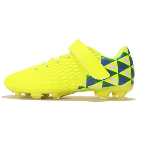 Joybut Soccer Cleats for Kids & Youth | Lightweight Football Shoes for Firm Ground | Durable Girls & Boys Soccer Cleats with Non-Slip Sole | Comfortable Soccer Boots | Unisex Size 11-6 Bright Yellow