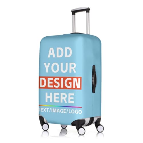 Custom Luggage Cover,Personalized Elastic Luggage Covers Protector Design Your Own Photo Text,Customized Suitcase Protector Cover for Men Women Team Gifts,SkyBlue-S (19''~21'') 0612