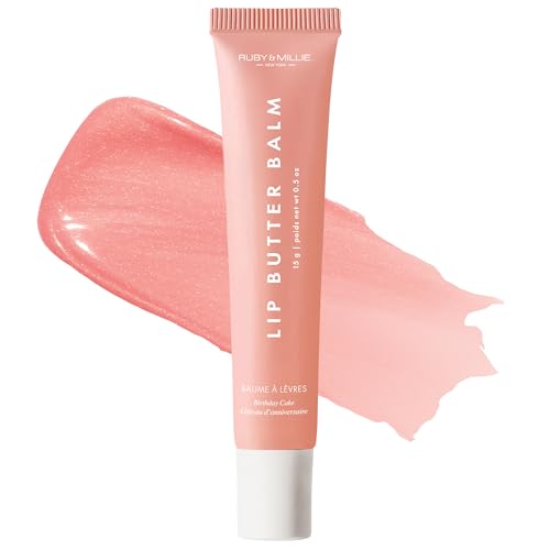 Ruby & Millie Tinted Lip Balm Birthday Cake - Hydrating Moisturizing Lip Butter Balm Treatment - Glossy Vegan Lipbalm 0.5 Oz