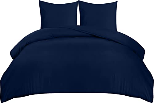 Utopia Bedding Housse de Couette 200x200 cm avec 2 Taies d'oreiller 80x80 cm (Bleu Marine) - Parure de Lit 200x200 cm - Ensembles de Housses de Couette en Microfibre brossée Douce