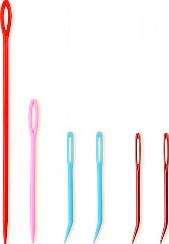 Image of Yarn Needles Large Eye for Crochet & Knitting - 6 Pcs Tapestry Needle Set, Bent Tip Steel & Plastic Darning Needles for Weaving in Ends