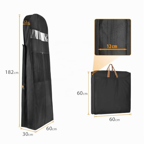 Syeeiex Premium Kleidersack Lang 180x60x30 cm Faltbare Kleidersäcke Schwarz – Ansicht 2