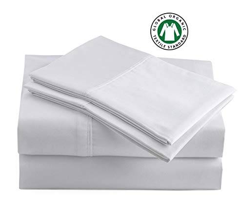 100% Organic Cotton High Rise King-Sheets Set, 4-Piece Pure Organic Cotton Long Staple