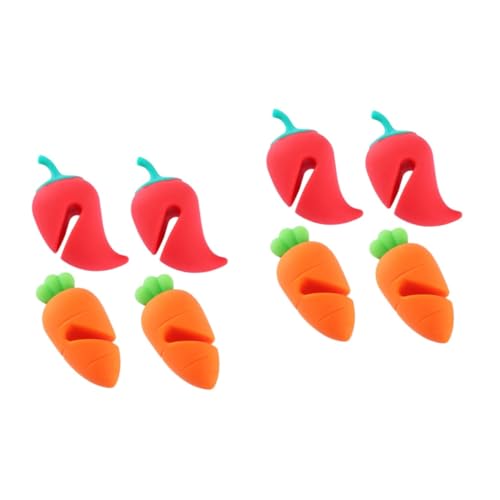 Cabilock 2 Set Di Sollevatori Per Coperchi in Silicone A Forma Di Carota E Peperoncino Presine Di Sicurezza Per Il Rilascio Del Vapore in Cucina Facili Da Usare E Da Pulire 4 Pezzi*2