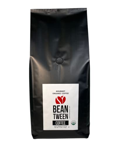 Beantween Coffee: Premium Organic MEDIUM ROAST Whole Bean (5 lb) of 100% Arabica Coffee – Low Acid, MOLD-FREE, Certified Organic, Kosher, Single Origin, Woman-owned